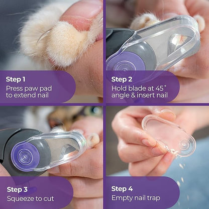 Hertzko Dog Nail Clippers with LED Light for Large & Medium Dogs - Violet Cat Nail Clipper with Replacement Blade & Nail File, Purple Nail Clippers for Dogs, Grooming Paw Pads, Circular Blade