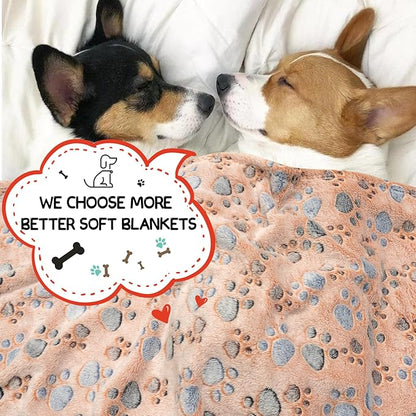 Dog Blankets for Dogs, 3 Pack Large Blanket Medium Dog Cat Soft Fuzzy Blankets Washable,Comfort Flannel,Fuzzy Soft Blankets for Dogs,Pet Blanket,Reversible Cow Print,41 x 31 inchï¼_lue