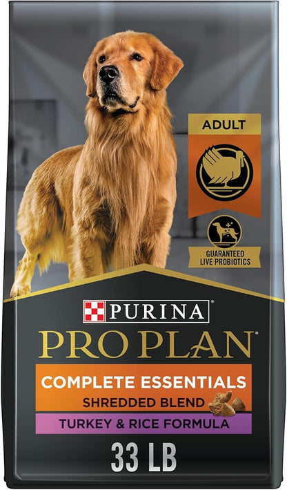 Purina Pro Plan Complete Essentials Shredded Blend Turkey and Rice Dog Food Dry Formula with Probiotics for Dogs - 33 lb. Bag