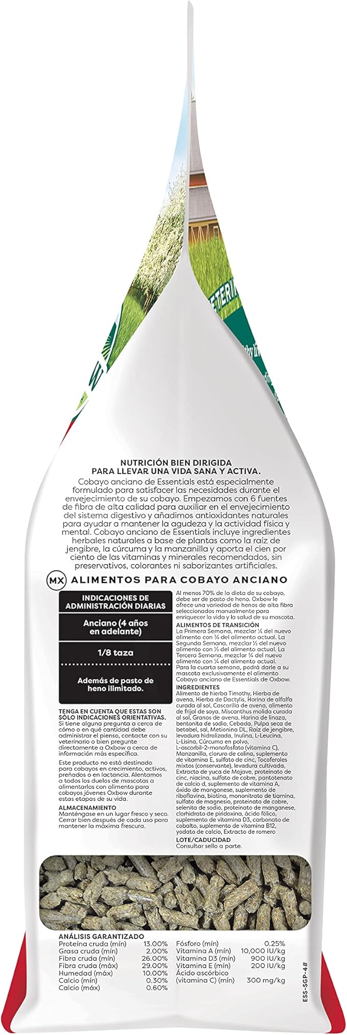 Oxbow Essentials Senior Guinea Pig Food, Made Alfalfa for Guinea Pig, Pet Food Pellets with Vitamin C, Small Animal Pet Products, Made in USA, High Fiber, 4 lb. Bag