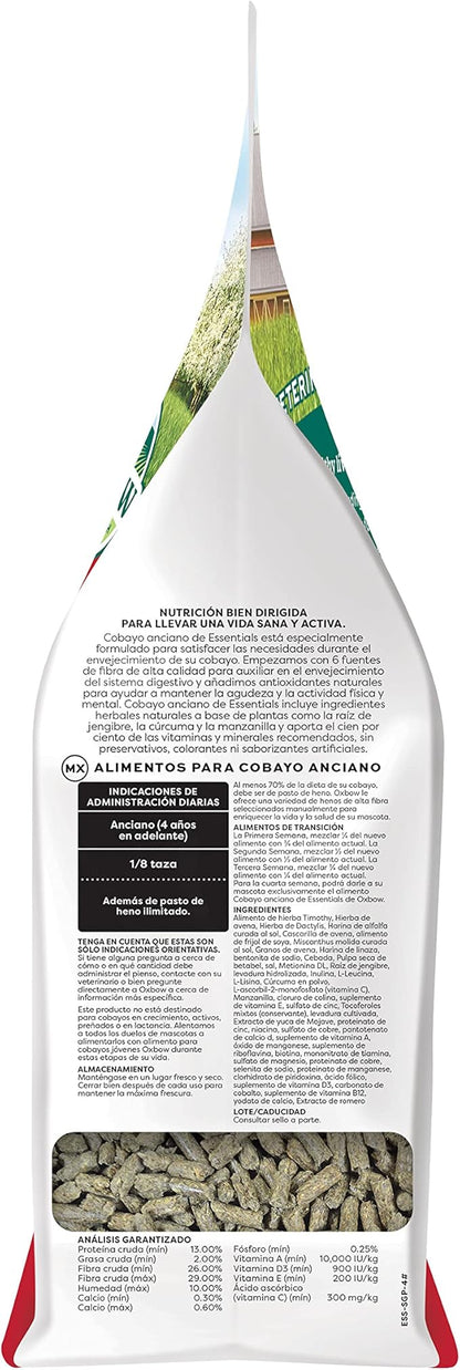 Oxbow Essentials Senior Guinea Pig Food, Made Alfalfa for Guinea Pig, Pet Food Pellets with Vitamin C, Small Animal Pet Products, Made in USA, High Fiber, 4 lb. Bag