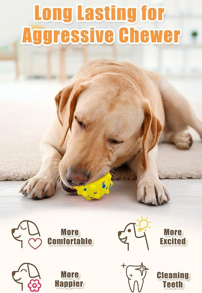 New 3.7'' Dog Balls for Aggressive Chewers, Indestructible Tennis Balls for Dogs, Durable Bouncy Dog Toy Balls, Interactive Dog Toys for Fetch Game, Lightweight Floating Balls (Yellow Large)