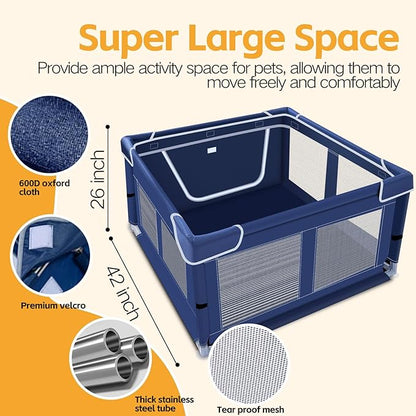 42 Inches Dog Playpensï¼_uppy Playpen with Gate for Puppies or Small Dogs, Dog Fence Pet Playpen for Indoor & Outdoor