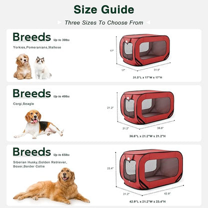 Love's cabin 36in Portable Large Dog Bed - Pop Up Dog Kennel, Indoor Outdoor Crate for Pets, Portable Car Seat Kennel, Cat Bed Collection, Red