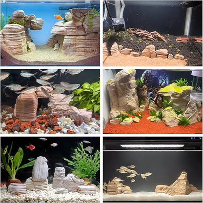 Aquarium Rocks 5LB Fish Tank Stone 2-5 inch Natural Pagoda Rocks for Aquascaping Landscaping Models Terrariums Reptile and Amphibian Enclosures-4-5Pcs