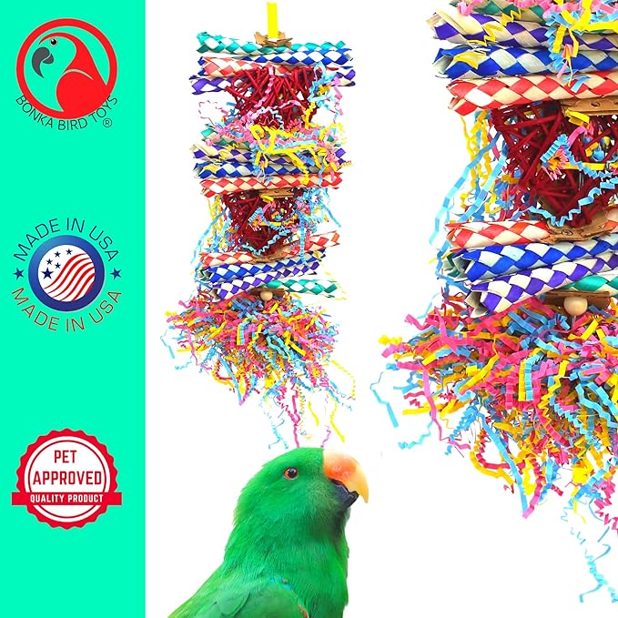 Bonka Bird Toys 1042 Duo Foraging Heart Vine Shredding Foraging Natural Parrot Quaker Conure Budgie