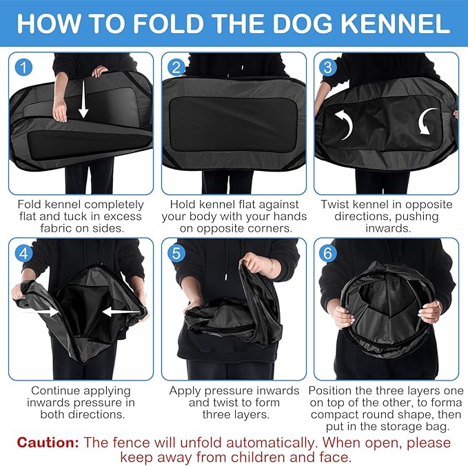 37 Inch Collapsible Dog Crate with Mat Liner Pop up Dog Kennel Waterproof Portable Car Seat Kennel Travel Crate for Pet Indoor Outdoor Cat Bed Collection(Black)