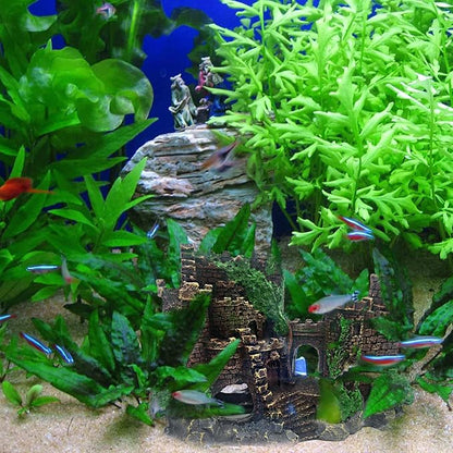 Aquarium Resin Castle Decoration,Ancient Design Fish Tank Ornaments Betta Hideout Stone Cave Accessories for Shrimp Turtle Guppy Crabs (3Pcs)