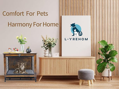 Dog Crate Furniture for Small Dogs, Decorative Wooden Dog Kennel Cage House Indoor for Puppy Pet with Tray Cushion Foldable Top, Storage Playpen, End Side Table,Small,25" L,Rustic Brown