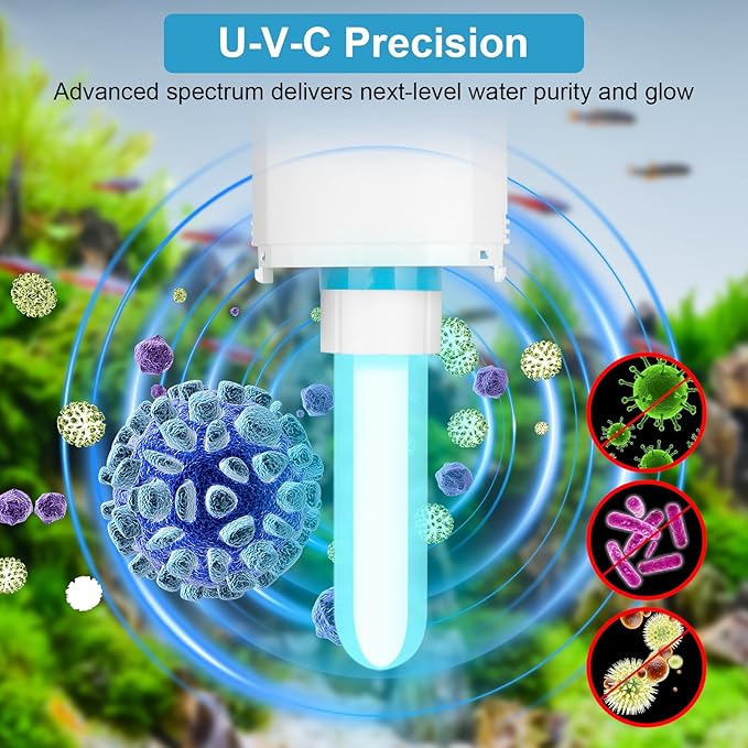 Aquarium Filter with U-V Light & Timer for 10–40 Gallon Fish Tanks, Submersible Internal Filter with Flow Control, Sponge Filtration & Aeration, Quiet Power Pump for Freshwater Saltwater Tanks