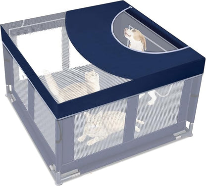 Dog Playpen Cover for Dog Playpen Crate, 42x42 inch Dog Play Pen Cover with Hooks, Soft Fabric Cover Puppy Playpen Topper Cover for Cat Crate Kennel (Cover Only)