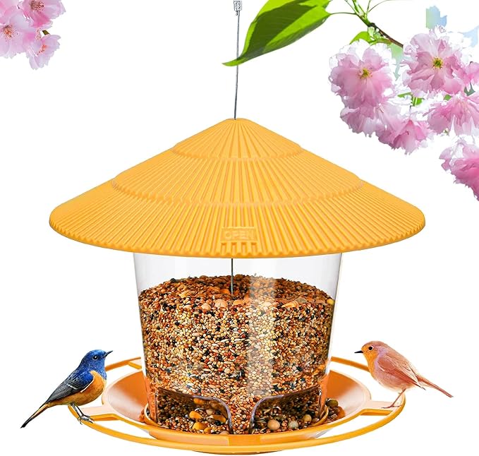 Bird Feeder Outdoor Hanging for Wild Bird Seed, Yellow