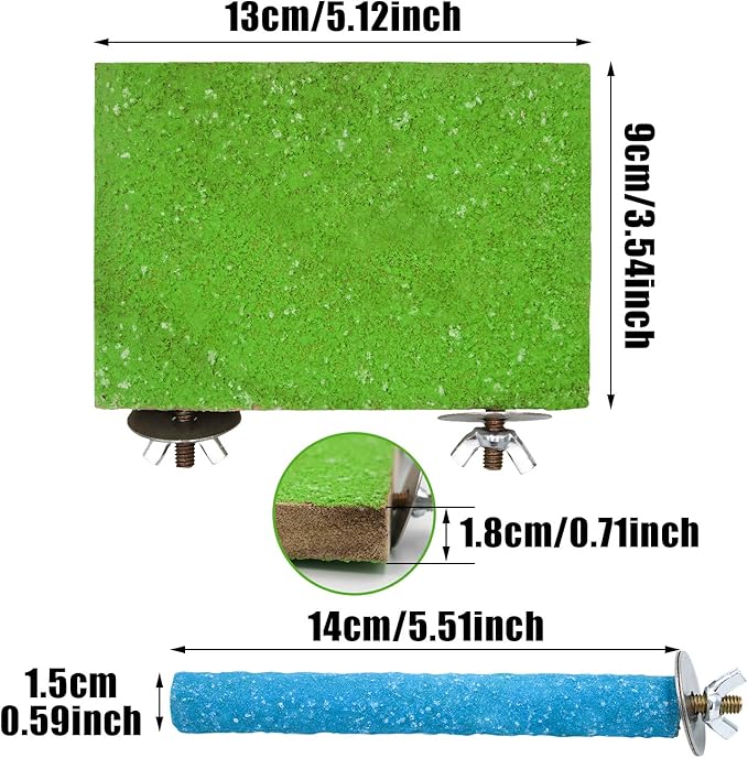 6 Pcs Bird Perch Stand Toy, Wood Parrot Stand Platform Colorful Sand Paw Grinding Stick Cage Accessories Exercise Toys for Cockatiel Conure Budgies Parakeet Lovebird Hamster Gerbil Rat Mouse (6 Pcs)