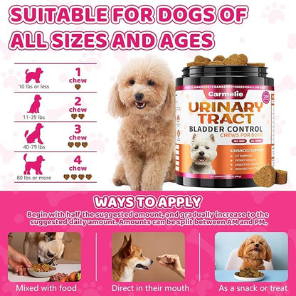Dog Urinary Tract Supplement, Cranberry Supplement for Dog Urinary Tract, Bladder Support, Kidney Support, 200 Chews Natural Cranberry Support for Dogs