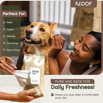 Floof Hypoallergenic Dog Wipes  Natural Aloe Grooming Wipes for Paws Face Ears Eyes & Bum  Vet-Formulated Extra Thick Safe for Puppies & Adult Dogs 864 Count