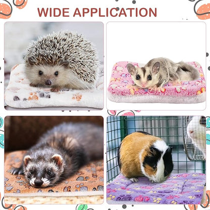 4 Pack Ultra Soft Dog Cat Bed Mat with Cute Prints Reversible Fleece Dog Crate Kennel Pad Cozy Washable Thickened Hamster Guinea Pig Pet Bed Mat for Small Animals(13 x 10 Inches,Vivid Color)
