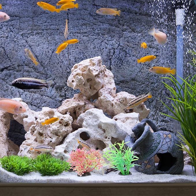 POPETPOP 40 Pcs Artificial Aquarium Plants - Mini Fish Tank Landscaping Water Plants, Plastic Small Aquarium Decor for Household and Office Aquarium