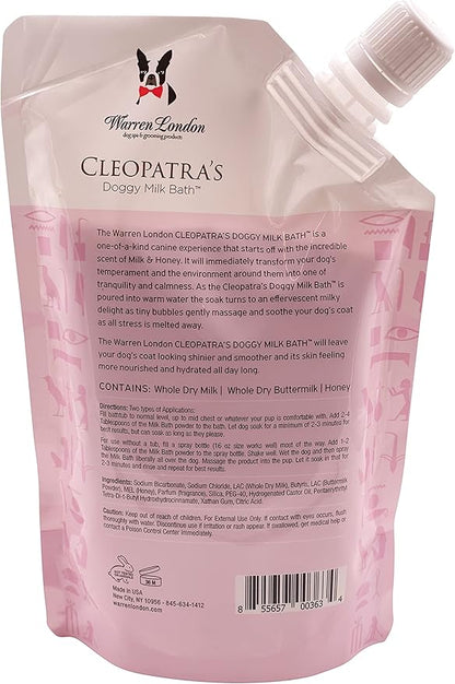 Warren London Cleopatra's Doggy Milk Bath | Luxurious Dog Shampoo and Conditioner w/Whole Milk Powder and Honey for Silky Smooth Coat | Use as a Full Bath Soak or Spray On Dog Shampoo | 12oz