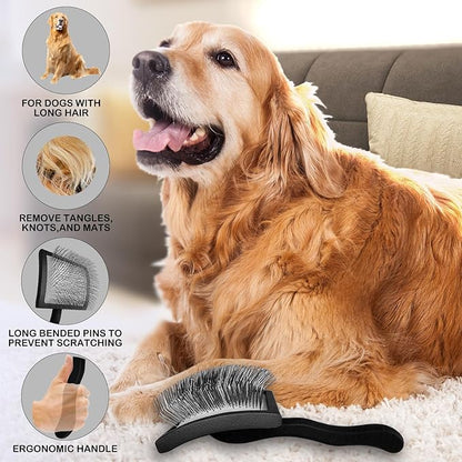 Dog Slicker Brush for Goldendoodles & Golden Doodle Brush for Grooming Kit - Dog Brush for Goldendoodle, Labradoodle, Poodles - Pet Hair Brush for Medium & Long Haired Dogs - Large (Black)