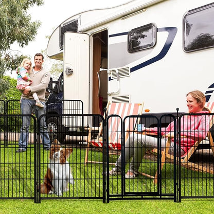 32 in(H) Decorative Garden Fence with Gate, 8 Panels Total 17.7 Ft(L) Heavy Duty Iron Animal Barrier Fence for Yard,Suitable for Indoor Pet Or Outdoor Dog Fencing, Garden Border Fence