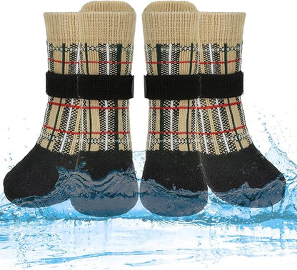 PUPTECK Dog Shoes for Hot Pavement Small Medium Large Size Dogs, Booties and Paw Protectors for Hardwood Floors, Grippy Socks to Prevent Licking Rubber Rain Hiking Boots for Senior Anti Slip