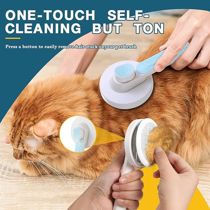 New pet brus, cat hair brush with release button,Dog hair brush,Removing loose hair,Pet grooming supplies,Cat brushes for indoor cats(Pink)