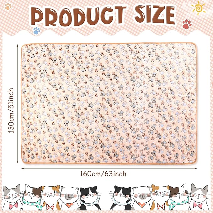 Tatuo 4 Pcs Dog Blanket Pet Puppy Blanket Puppy Teething Toys Paw Print Fleece Blanket for Pet Cat Soft Warm Sleep Mat Guinea Pig Cage Blanket(XXX-Large(51 x 63 Inch),White, Coffee, Pink, Purple)