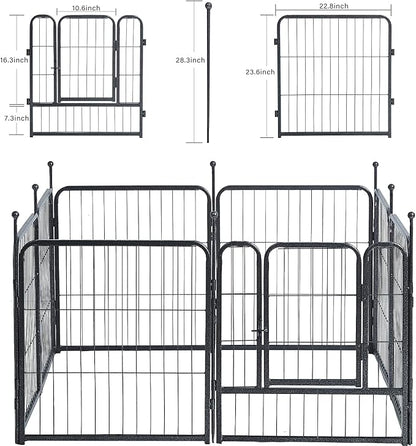 Dog Playpen, Dog Fences for The Yard, Portable Outdoor Dog Playpen for Large/Medium/Small Dogs, Foldable Metal Dog playpen, with Doors (32 Panels, 24")