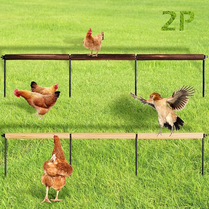 2 PCS Chicken Toys,Extra Long Chicken Perch Toys,Woodern Chickens Roosts and Perches Stand Training Perch for Poultry Rooster Chicks Large Bird Chicks Parrot, 44.88 Long