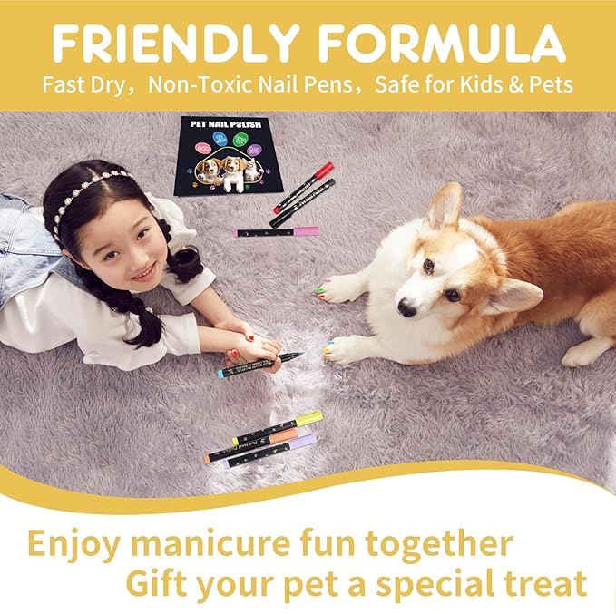 9 Colors Dog Nail Polish Pens Quick Dry,Dog Safe Nail Polish,Easy to Apply, Non Toxic,Dog Safe Paint for Paws,DIY Dogs Puppy Nails
