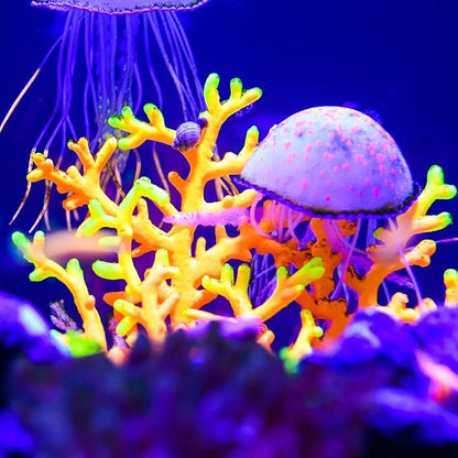 VOCOSTE Soft Silicone Glowing Aquarium Mushroom Coral, Fluorescence Aquatic Artificial Coral for Fish Tank Decoration, Green
