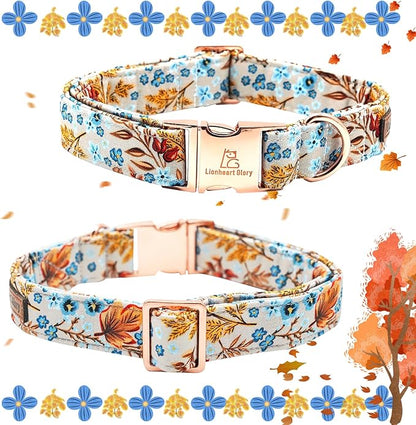 Lionheart glory Premium Dog Collars Fall Dog Collar, Heavy Duty Adjustable Dog Collar for Large Dogs Maple Leaf Dog Collar