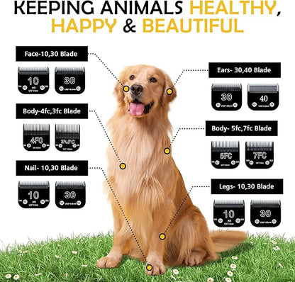 30 Detachable Dog Grooming Clipper Replacement Blades,Compatible with Andis Cut Length 1/50"(0.5mm),Compatible with Oster A5, Wahl KM Series Clippers, Made of Ceramic & Stainless Steel Blade