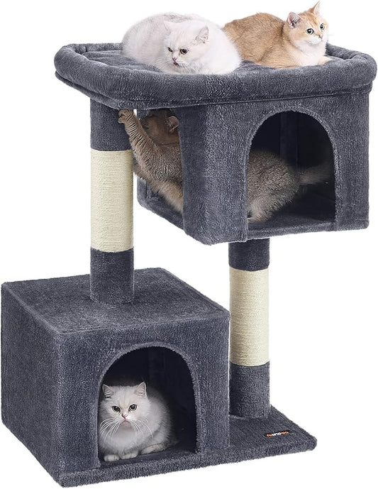 Feandrea Cat Tree, 39.8-Inch Cat Tower, XL, Cat Condo for Extra Large Cats up to 44 lb, Large Cat Perch, 2 Cat Caves, Scratching Post, Smoky Gray UPCT614G01