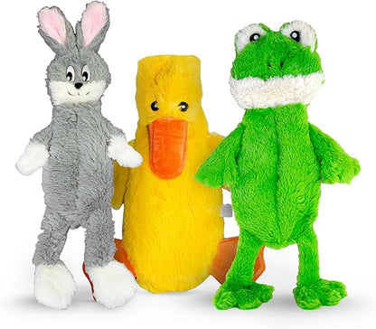 FGA MARKETPLACE Frog-Grey Rabbit- Duck Flat NO Stuffing NO Squeak Plush Dog Toy, Funny Style Will Entertain Your Dog for Hours, Recommended for Small and Medium Dog 21 INCH Long