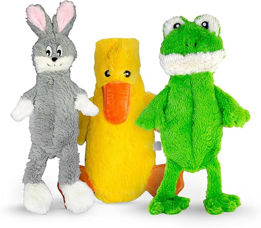 FGA MARKETPLACE Frog-Grey Rabbit- Duck Flat NO Stuffing NO Squeak Plush Dog Toy, Funny Style Will Entertain Your Dog for Hours, Recommended for Small and Medium Dog 21 INCH Long