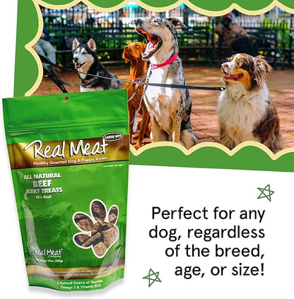 Real Meat Dog Treats - 12oz Bag of Bite-Sized Air-Dried Beef Jerky for Dogs - Grain-Free Jerky Dog Treats Made up of 95% Human-Grade, Free-Range, Grass Fed Beef - All-Natural High Protein Dog Treats