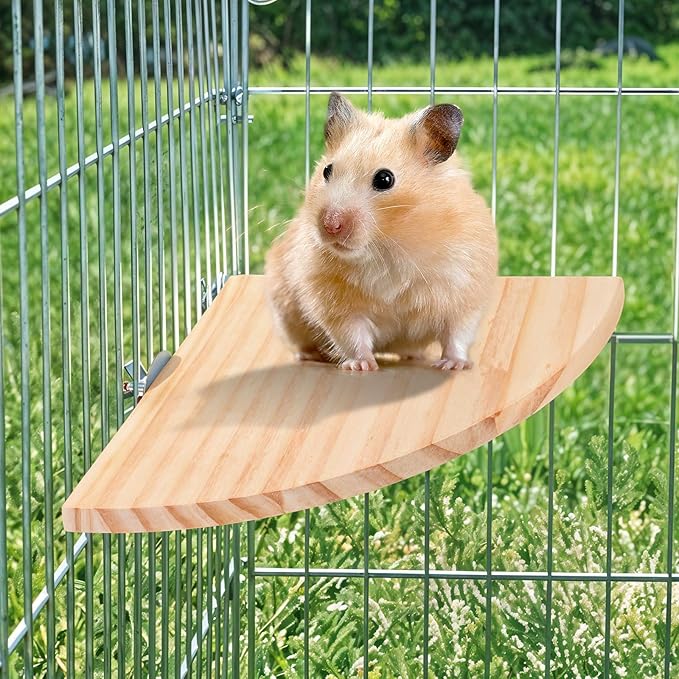 Bird Perch Platform Stand Wooden Parrot Perch Corner 5.9 Inches Fan Shape Playground Cage Accessories Parrot Stand Flat Perches for Bird Cages Corner Shelf for Birds Parrots Hamster Gerbil