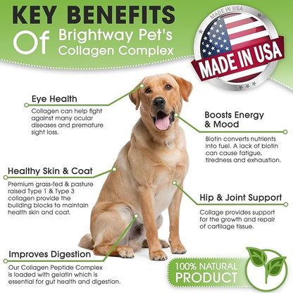 K9 Collagen PEPTIDE Complex W/BIOTIN - Hip & Joint Supplement for Dogs- Supports Healthy Joints, Skin & Coat  Helps in Recovery & Repair 3+ Months Supply - Over 114 Servings!