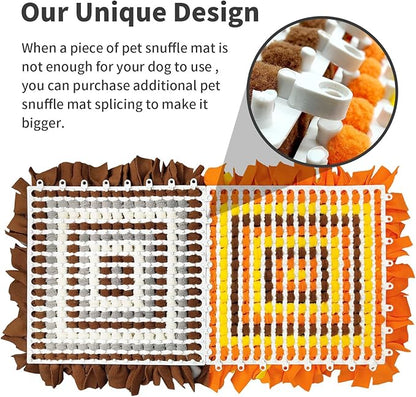 Pet Snuffle Mat for Dogs, Dog Feeding Mat, Nosework Training Mats for Foraging Instinct Interactive Puzzle Toys (Brown&Gray&White)