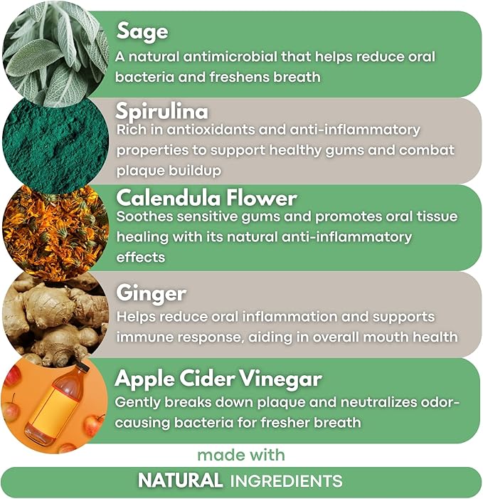 Bad Breath Oral Support for Dogs 5 in 1 – 10 Oral Melts – Natural Sage, Spirulina, Apple Cider Vinegar – Dog Dental Care Products & Breath Freshener – Fast Dissolving Dog Breath Treats