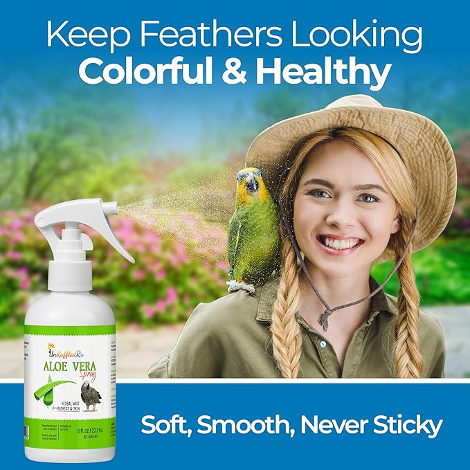Aloe Vera Bird Spray for All Birds – Soothes Itchy Skin & Feather Plucking – 8oz Odor-Free Mist – Safe if Ingested, Daily Use – Softens Feathers – Natural Formula – Made in USA by UnRuffledRx™