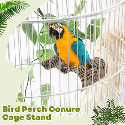 2-Piece Bird Platforms for Macaws, Small Parakeets, Conures, Budgies; Brown Corrugated Paper; Bird Perch, Chew Toy, & Playground