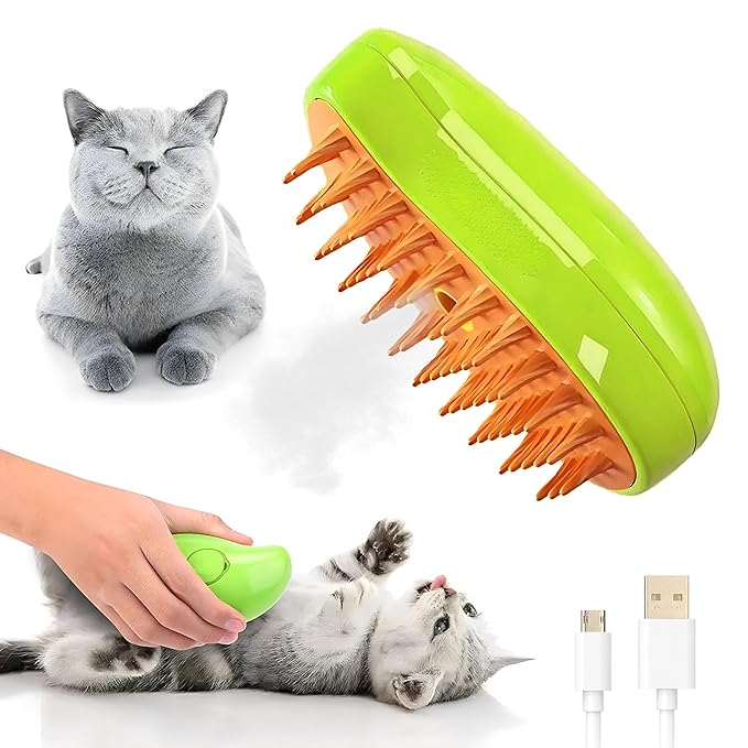 Cat Steam Brush For Shedding, Grooming Tool for Cats and Dogs with Steam Function, Massage, and Shedding Hair Removal - Ideal for Pets, Featuring Weighted Blanket Technology, Hair Brush, 3 in 1