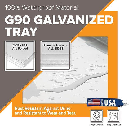 (Galvanized, 46.85" L X 29" W X 1") Frisco Metal Replacement Crate Tray for Heavy Duty Single and Double Door Dog Crate Chew Proof Crack Proof Multipurpose Tray