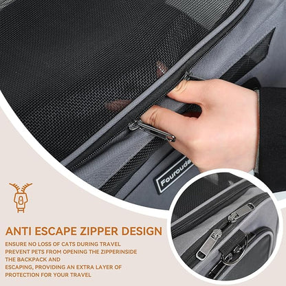 Cat Travel Carrier - Foldable Dog Carrier Bag, Soft-Sided Pet Bag up to 20 Lbs,Pet Carrier Soft-Sided Escape Proof with 4 Ventilated Windows, Airline Approved Travel Puppy Carrier (Black)