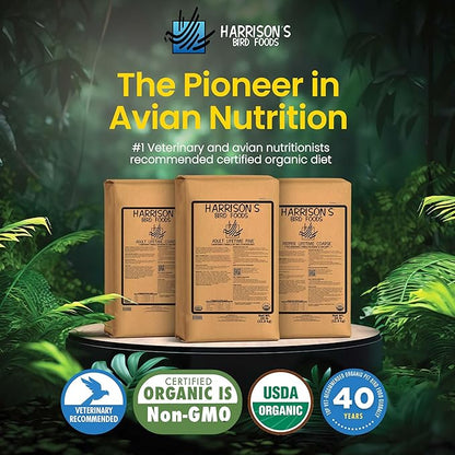 Harrison's Bird Foods Bird Food Adult Lifetime Fine Certified Organic Non-GMO Formula Bird Food 25lb