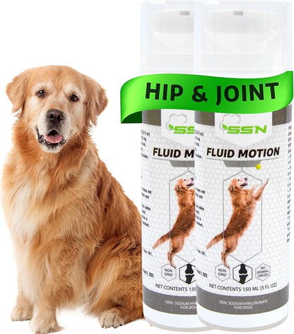 Fluid Motion - Hip & Joint Support for Dogs - Liquid Hyaluronic Acid - Mobility, Comfort and Joint Supplement for Senior Dogs - Apple Flavor - Glucosamine Alternative (60-120+ Day Supply)