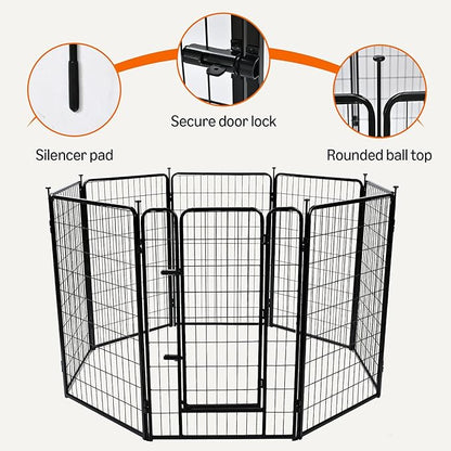 Amazon Basics Dog Playpen, 8 Panels Metal Fence with Door, Foldable for Indoor and Outdoor Use, Suitable for Small to Medium Sized Dogs, 48 Inch Height, Black