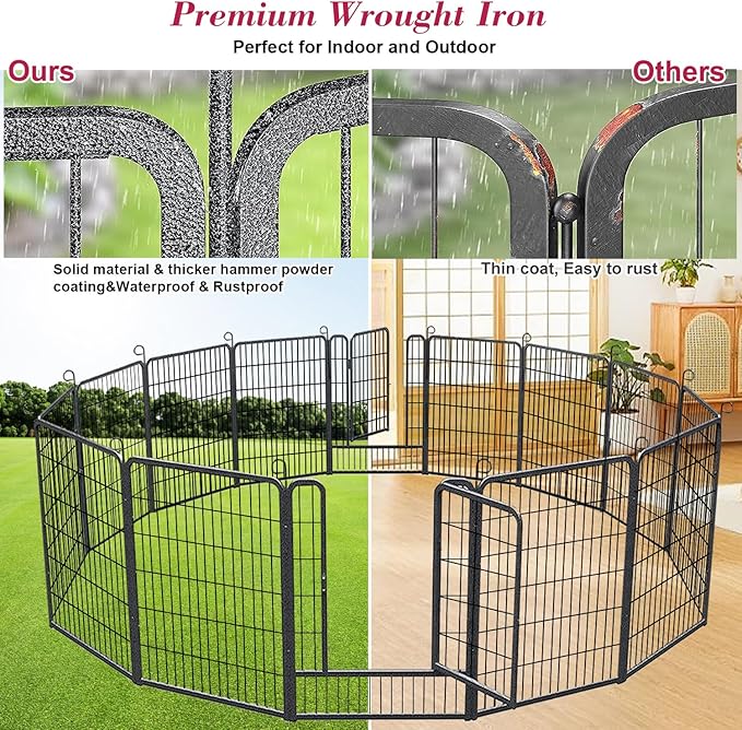 Dog Playpen Outdoor, 40 inch Heavy Duty Dog Fence for Yard 14 Panels Dog Pens Outside Rustproof Metal Pet Puppy Playpen for Large Medium Dogs, Portable Pet Fence for RV Camping, Yard